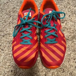 Nike pink and orange athletic shoes, running shoes, tennis shoes sneakers size 9